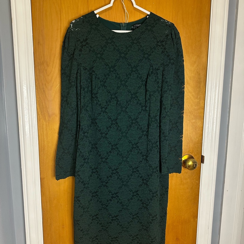 Ralph Lauren Dark Green Lace Long Sleeve Dress